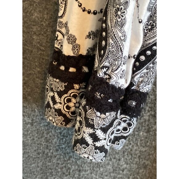 Donatella Studio wrap Robe Belt Black White Floral Paisley Soft Bath Lounge Sle - Picture 4 of 12